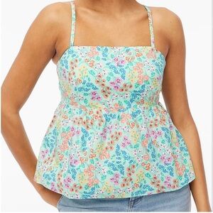 J. Crew Floral Mint Square-Neck Cami Top NWT
